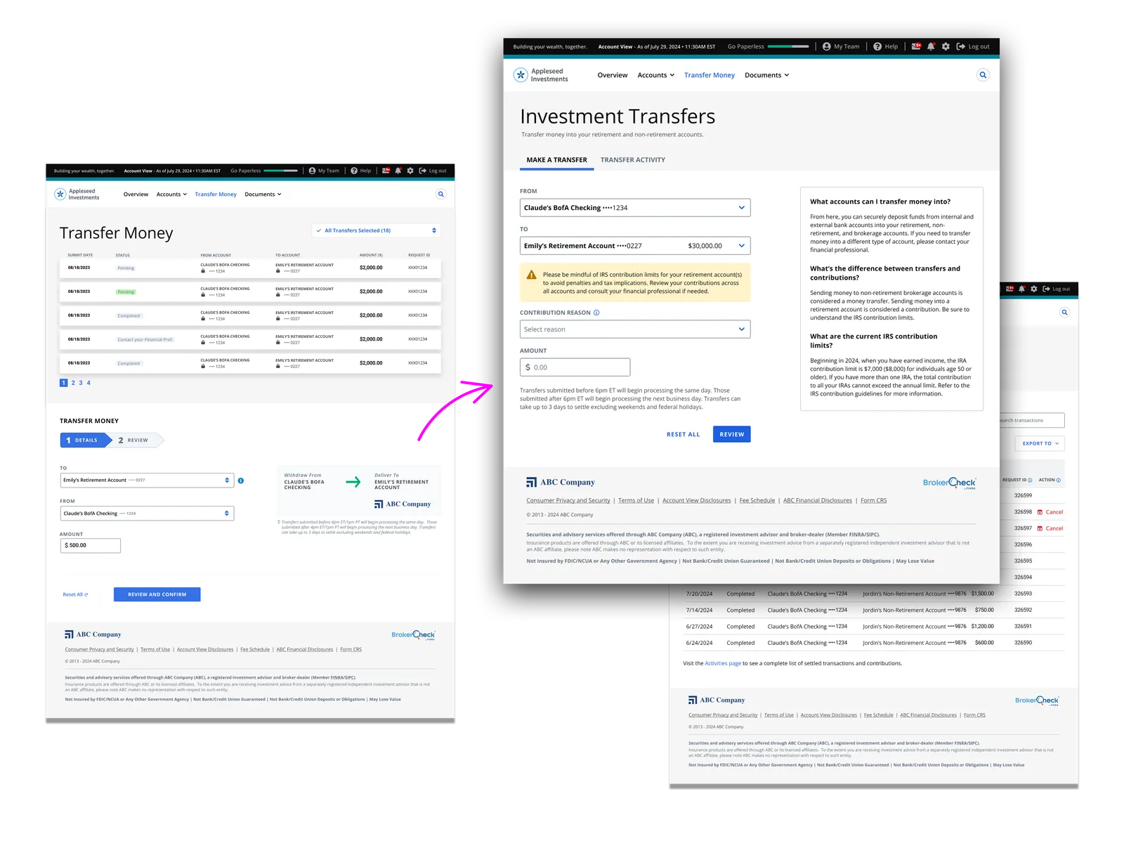 LPL Financial transfer money redesign
